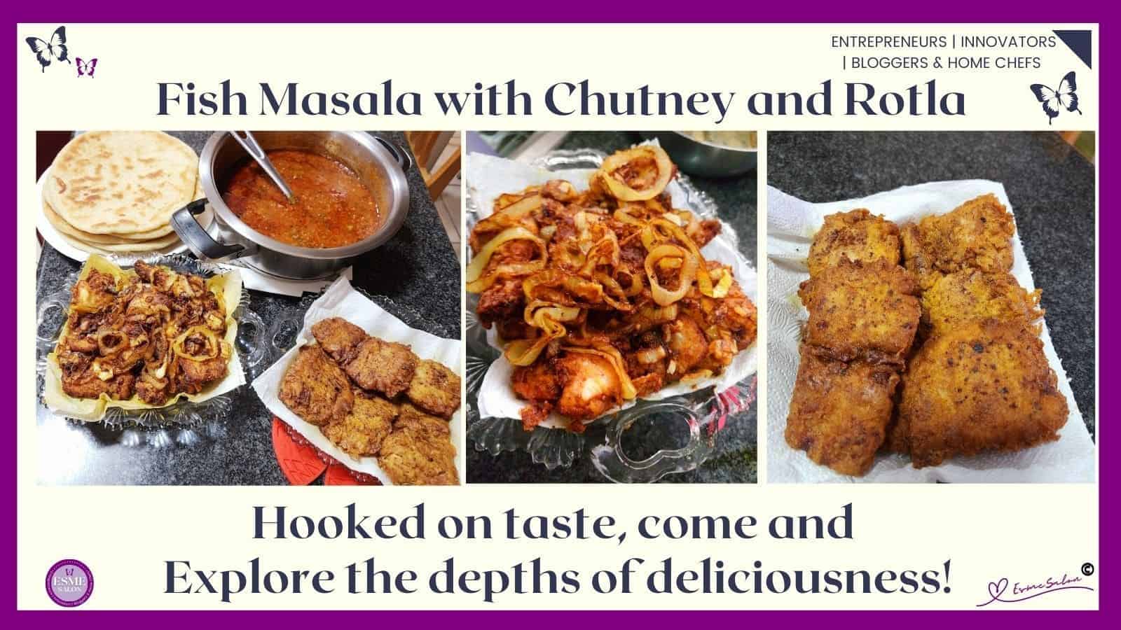 an image of Fish Masala, Chutney & Rotla Flatbread