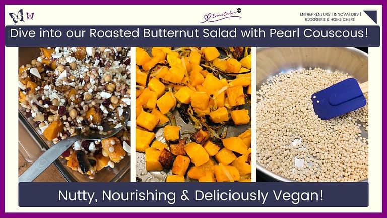 an image of Roasted Butternut Salad with Vegan Pearl Couscous