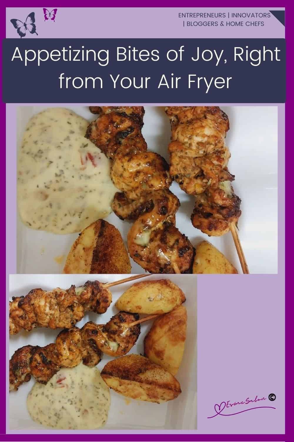 an image of Chicken pieces on Skewers made in the Air Fryer