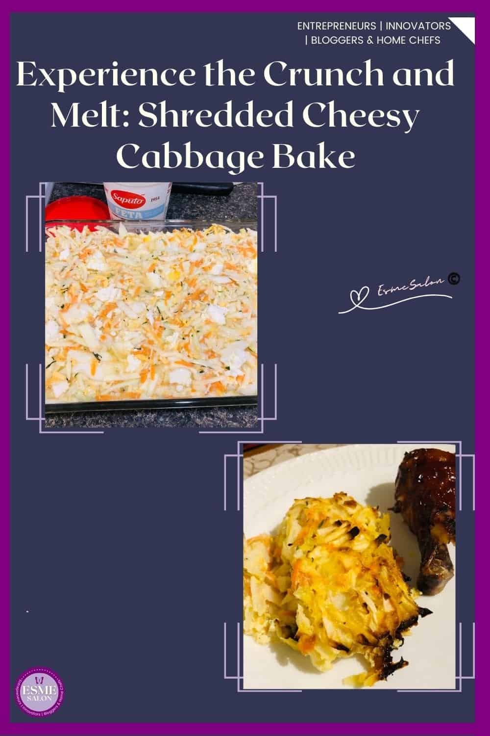an image of a Shredded Cheesy Cabbage Vegetable Bake