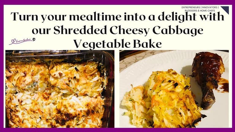 an image of a Shredded Cheesy Cabbage Vegetable Bake
