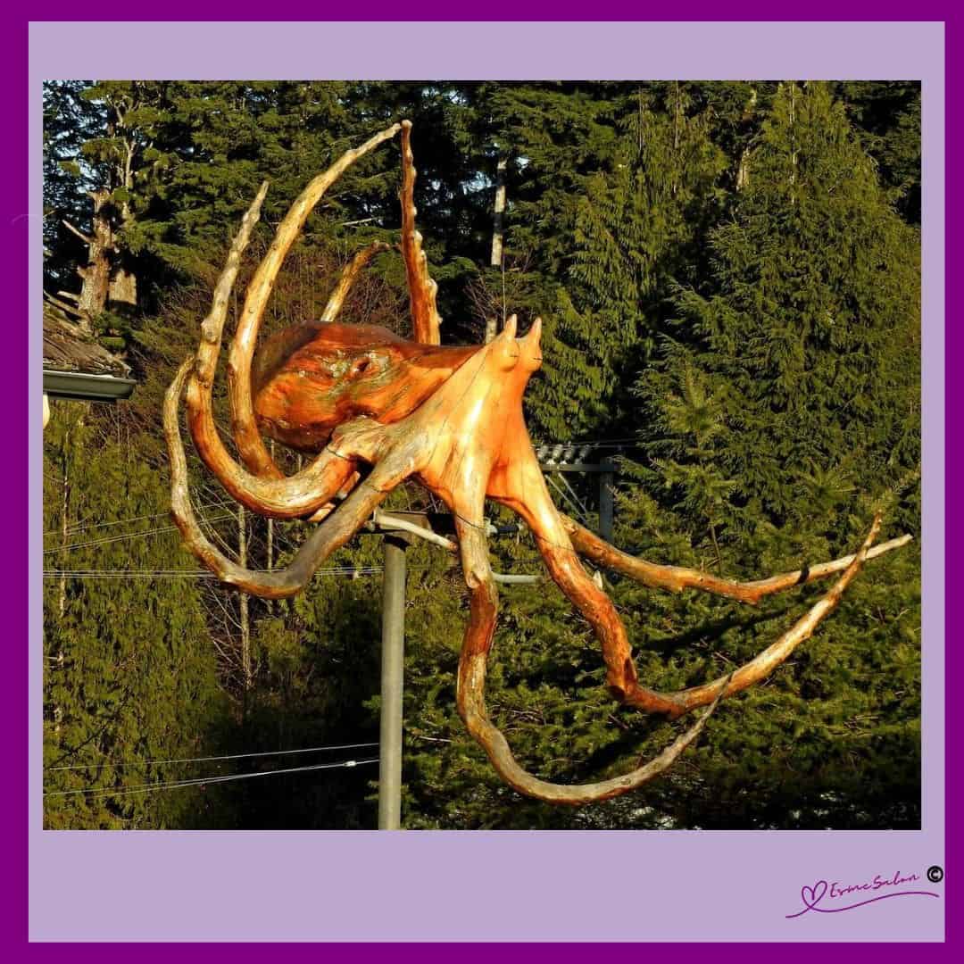 an image of a Wooden Octopus carving