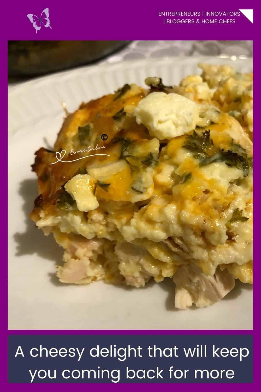 an image of a Crustless Chicken 2 Cheese Quiche plated