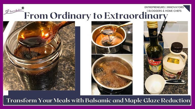 an image of a pot on the stove busy cooking Balsamic and Maple Glaze Reduction