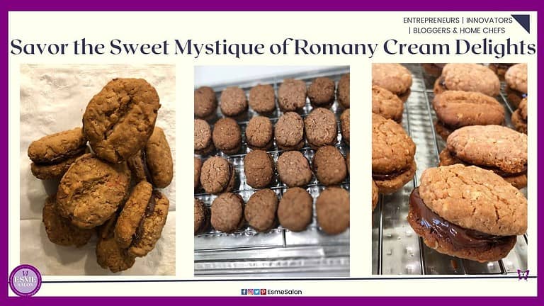 an image of Romany Creams filled with brown chocolate.