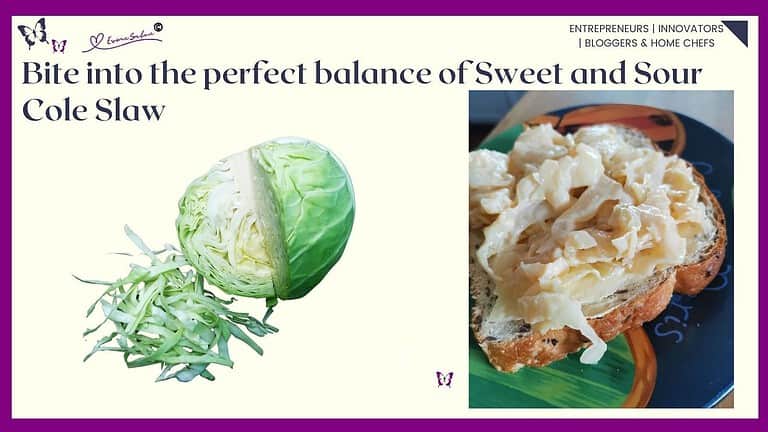 an image of Sweet and Sour Cole Slaw on a slice of breadf