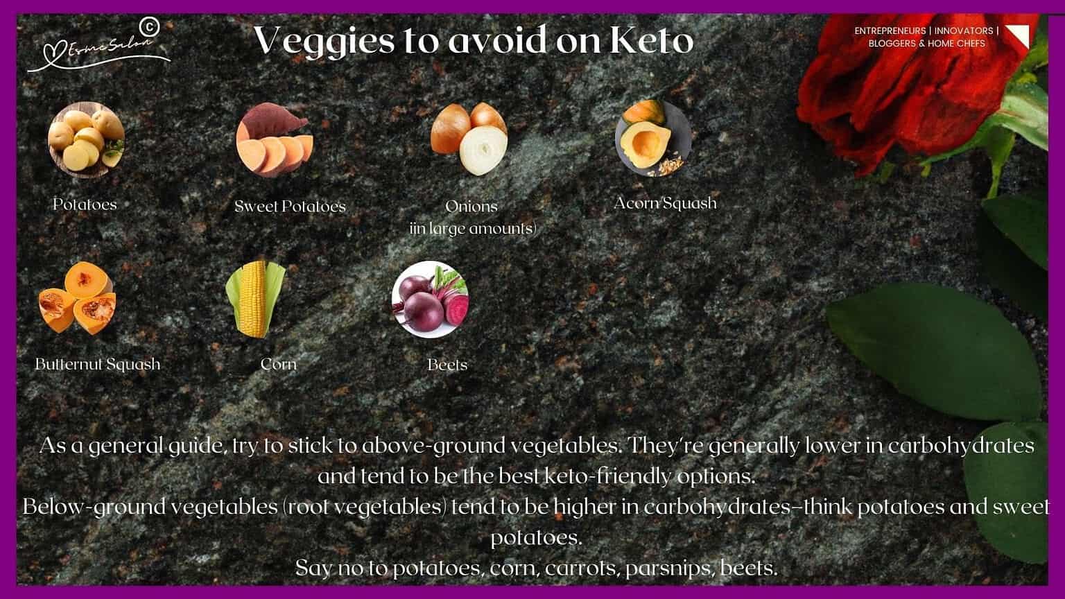 an image of Veggies to avoid on Keto