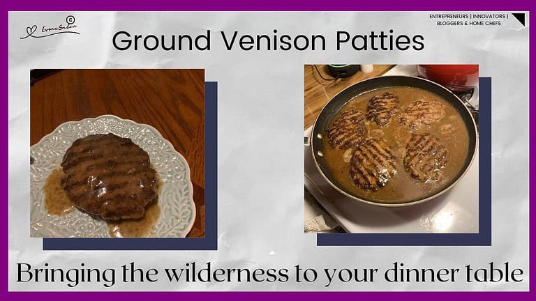 an image of Ground Venison Patties plated and in a gravy