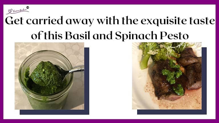 An image of a Consol Glass Jar with Pesto made with Basil and Spinach Leaves
