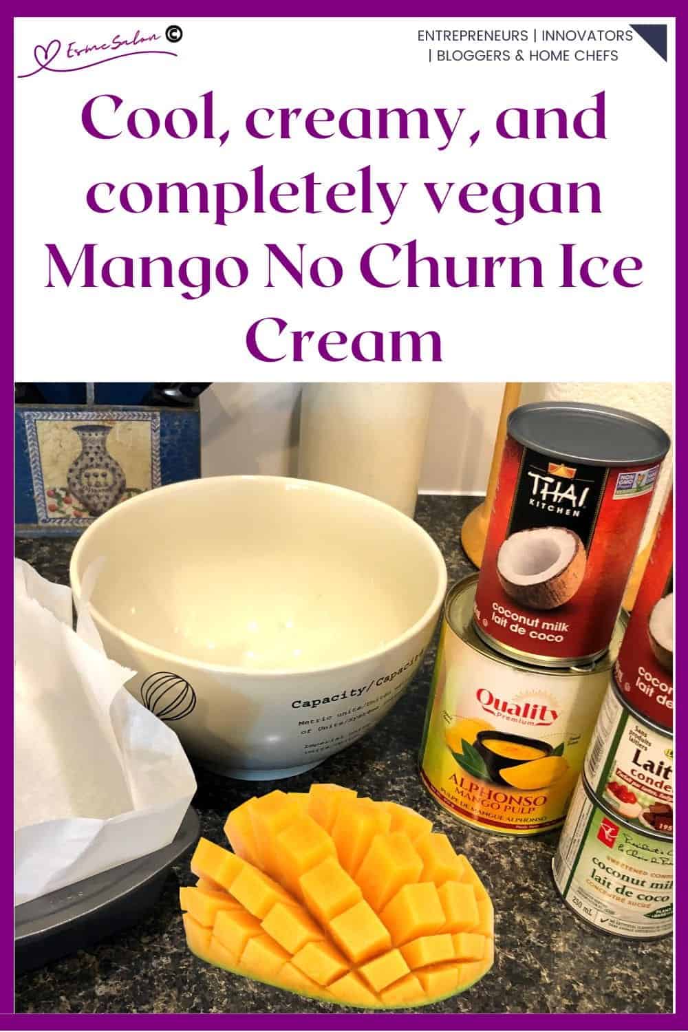an image of Mango Vegan 3-ingredient No Churn Ice Cream ingredients