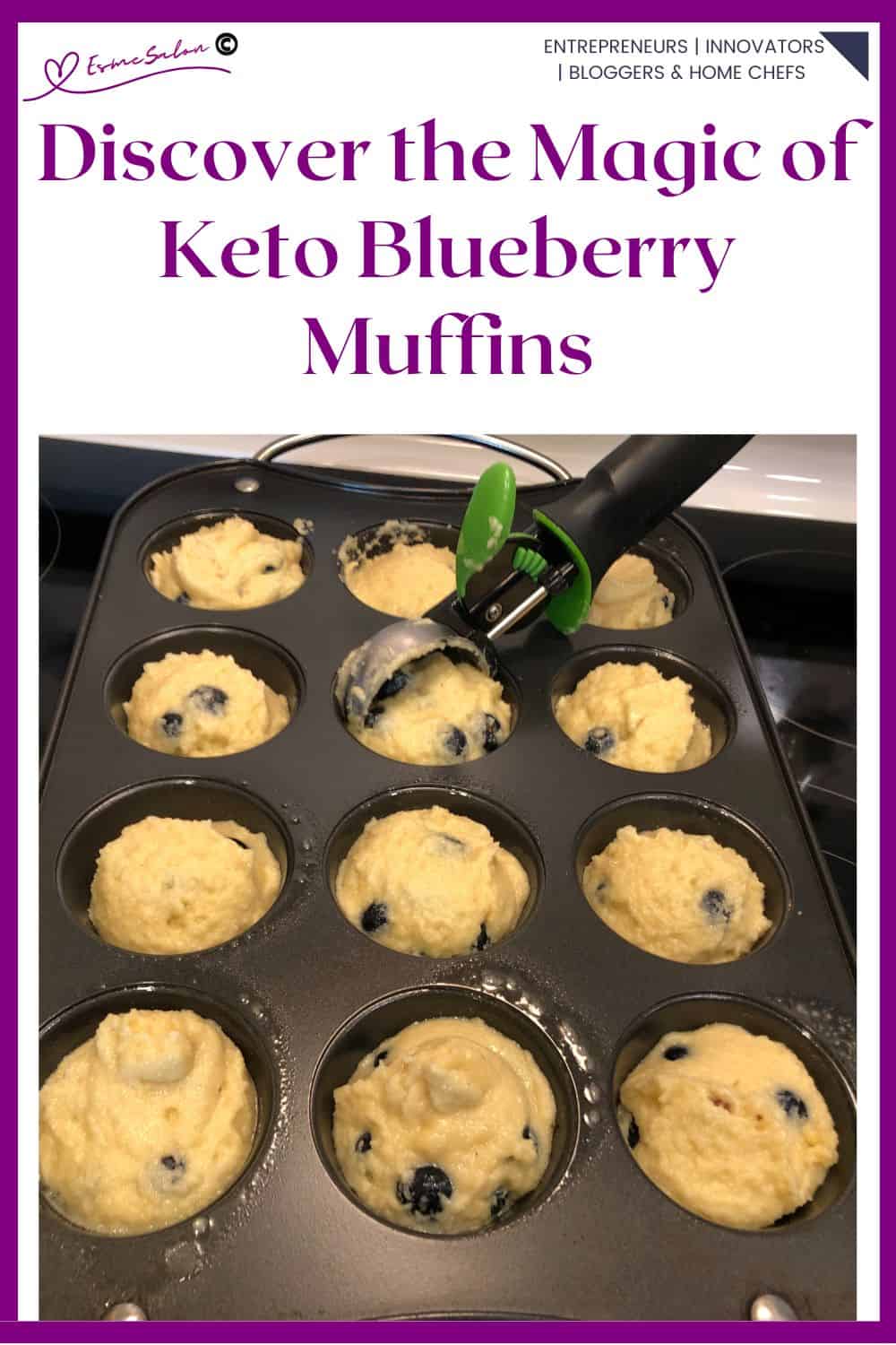 an image of Keto Blueberry Muffin batter to be baked