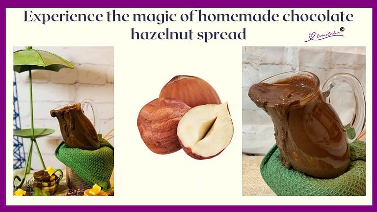 an image of a glass jar with Homemade chocolate hazelnut spread