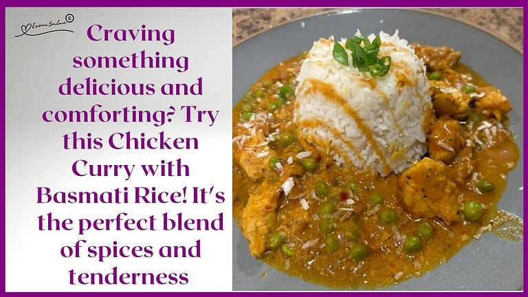 an image of a plate with Chicken Curry with Basmati Rice