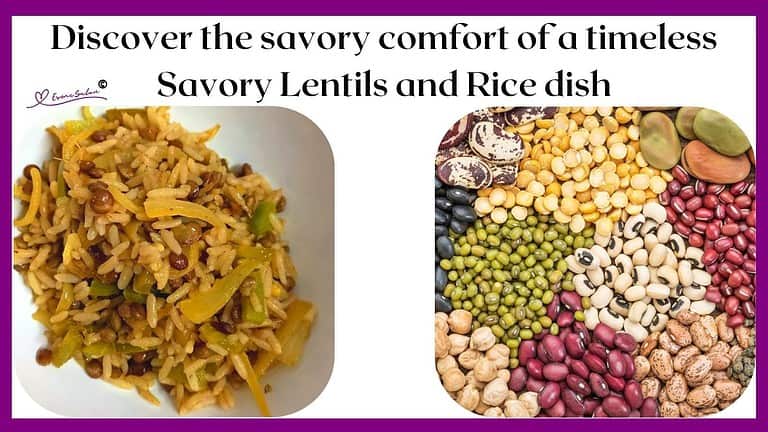 an image of a plate filled with Savory Lentils and Rice