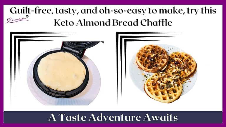 an image of Keto Almond Bread Chaffle plated and in a chaffle machine