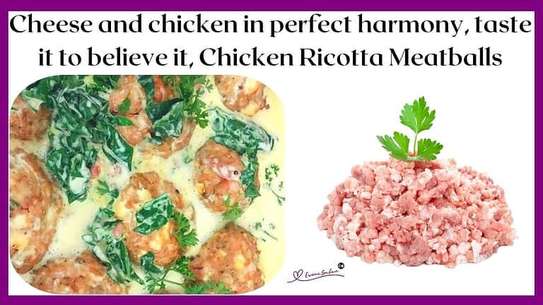 an image of Chicken Ricotta Meatballs in Spinach Alfredo sauce