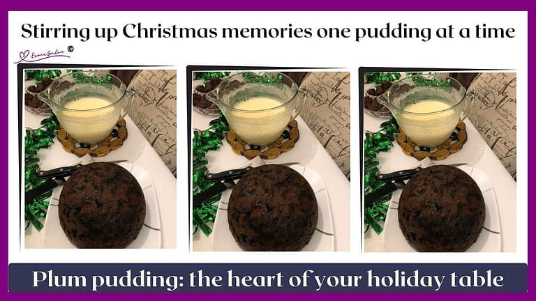 an image of Christmas Plum Pudding with custard