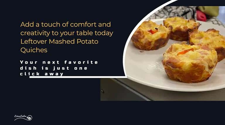an image of a white plate with 4 Leftover Mashed Potato Quiches