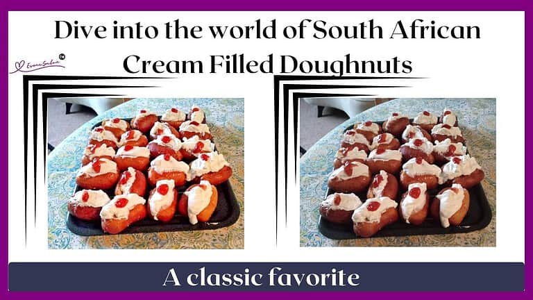 an image of long South African Cream filled Doughnuts with a cherry on top