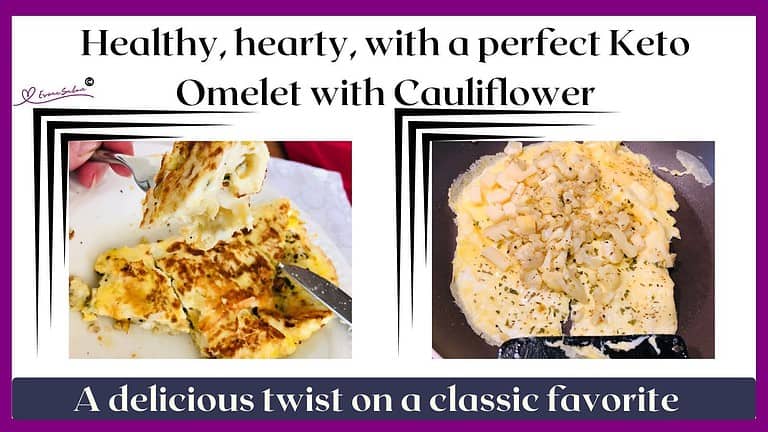 an image of a Keto Omelet with Cauliflower in various stages of preparation