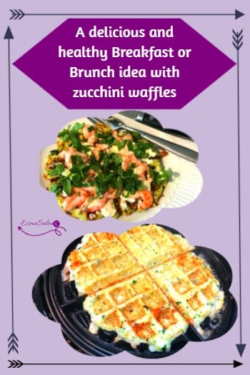 an image of a Zucchini Waffles with Shrimp, mozza and spinach