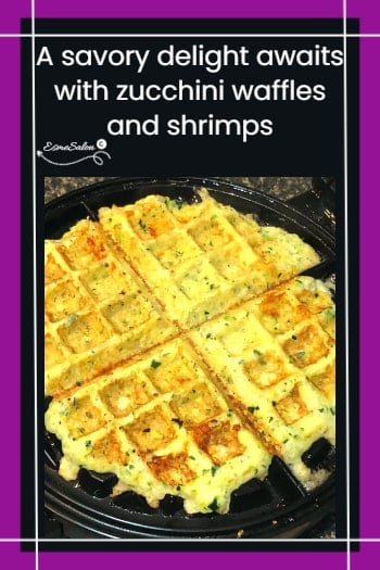 an image of a Zucchini Waffles with Shrimp, mozza and spinach