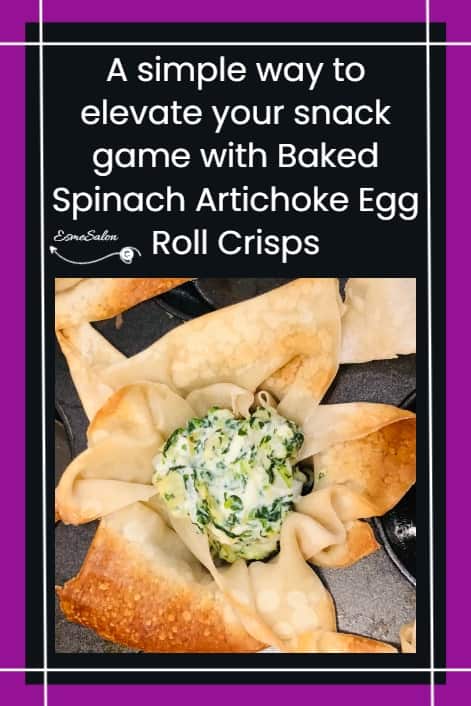 an image of Baked Spinach Artichoke Egg Roll Crisps