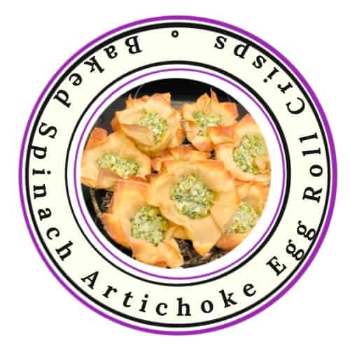 an image of Baked Spinach Artichoke Egg Roll Crisps