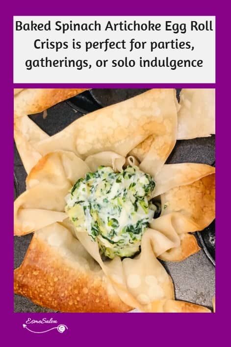an image of Baked Spinach Artichoke Egg Roll Crisps