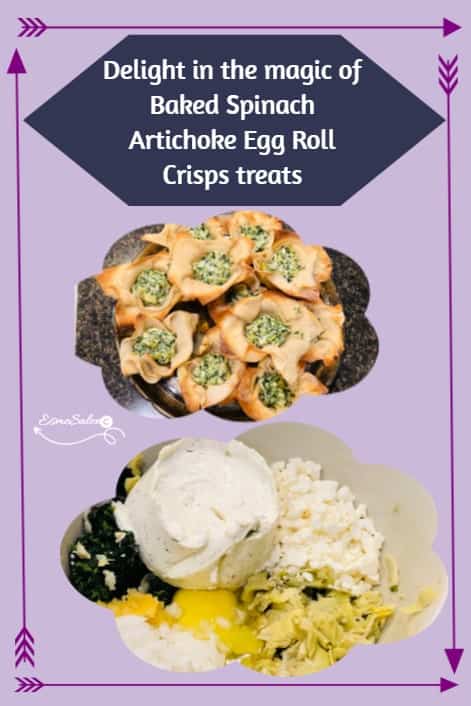 an image of Baked Spinach Artichoke Egg Roll Crisps