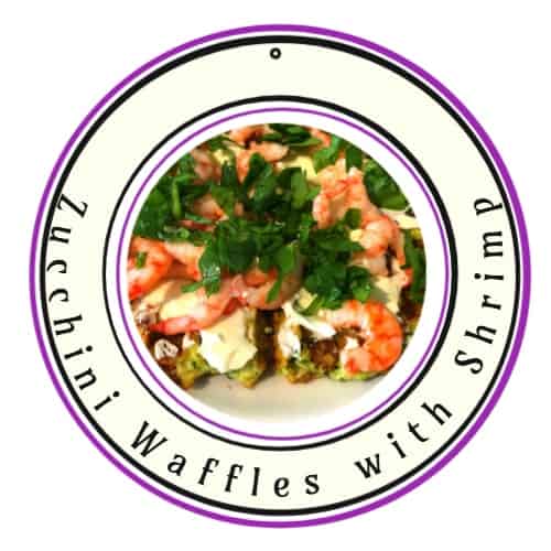 an image of a Zucchini Waffles with Shrimp, mozza and spinach