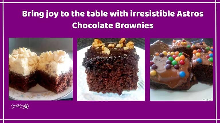 an image of Chocolate Brownies decorated with Astros, nuts or white topping