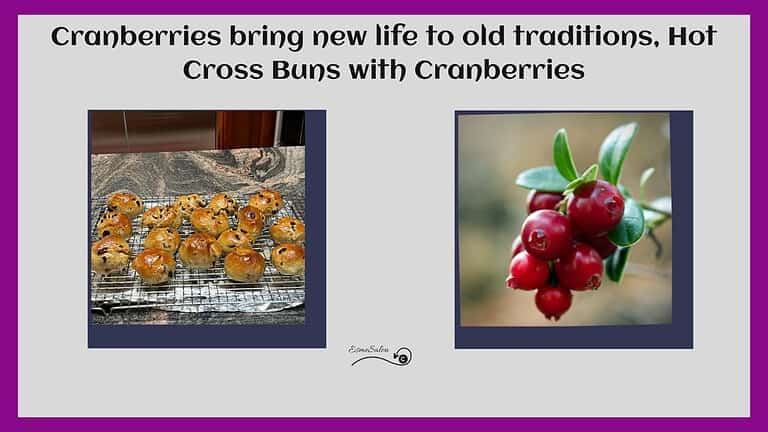 an image of Hot Cross Buns with cranberries on a cooling rack