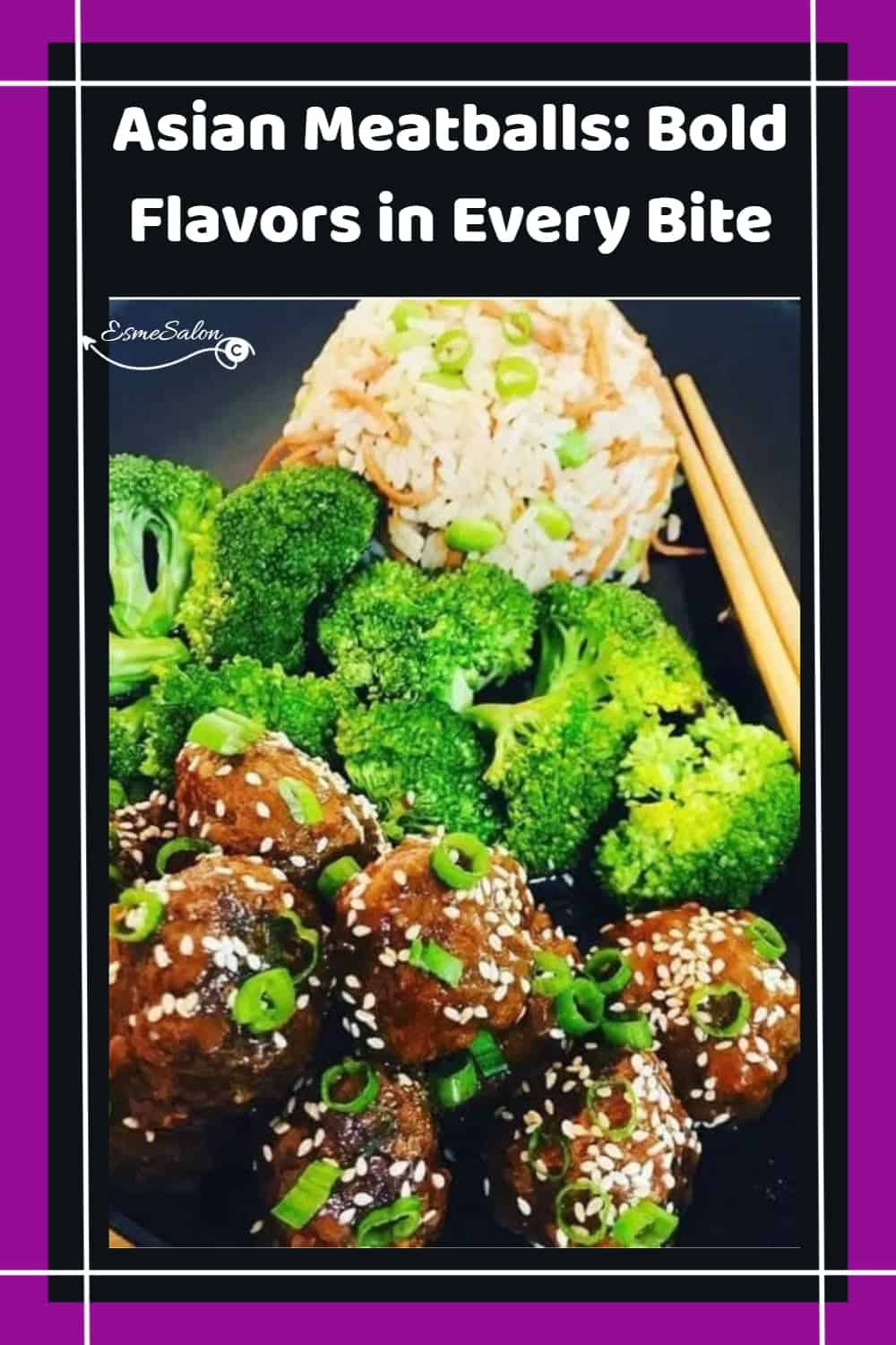 an image of Asian Meatballs with blanched broccoli and leftover rice tossed with edamame & carrots