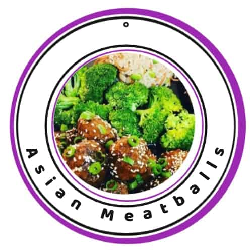 an image of Asian Meatballs with blanched broccoli and leftover rice tossed with edamame & carrots