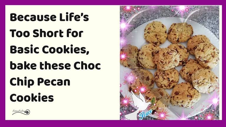 an image of a plate filled with Choc Chip Pecan Cookies