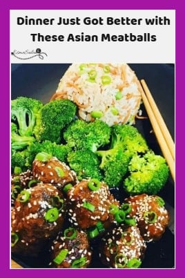an image of Asian Meatballs with blanched broccoli and leftover rice tossed with edamame & carrots