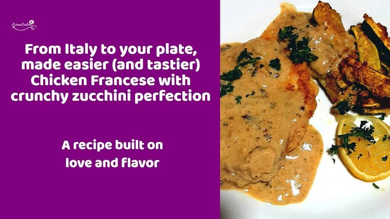 an image of a plate with Chicken Francese with Air Fryer Zucchini Chips