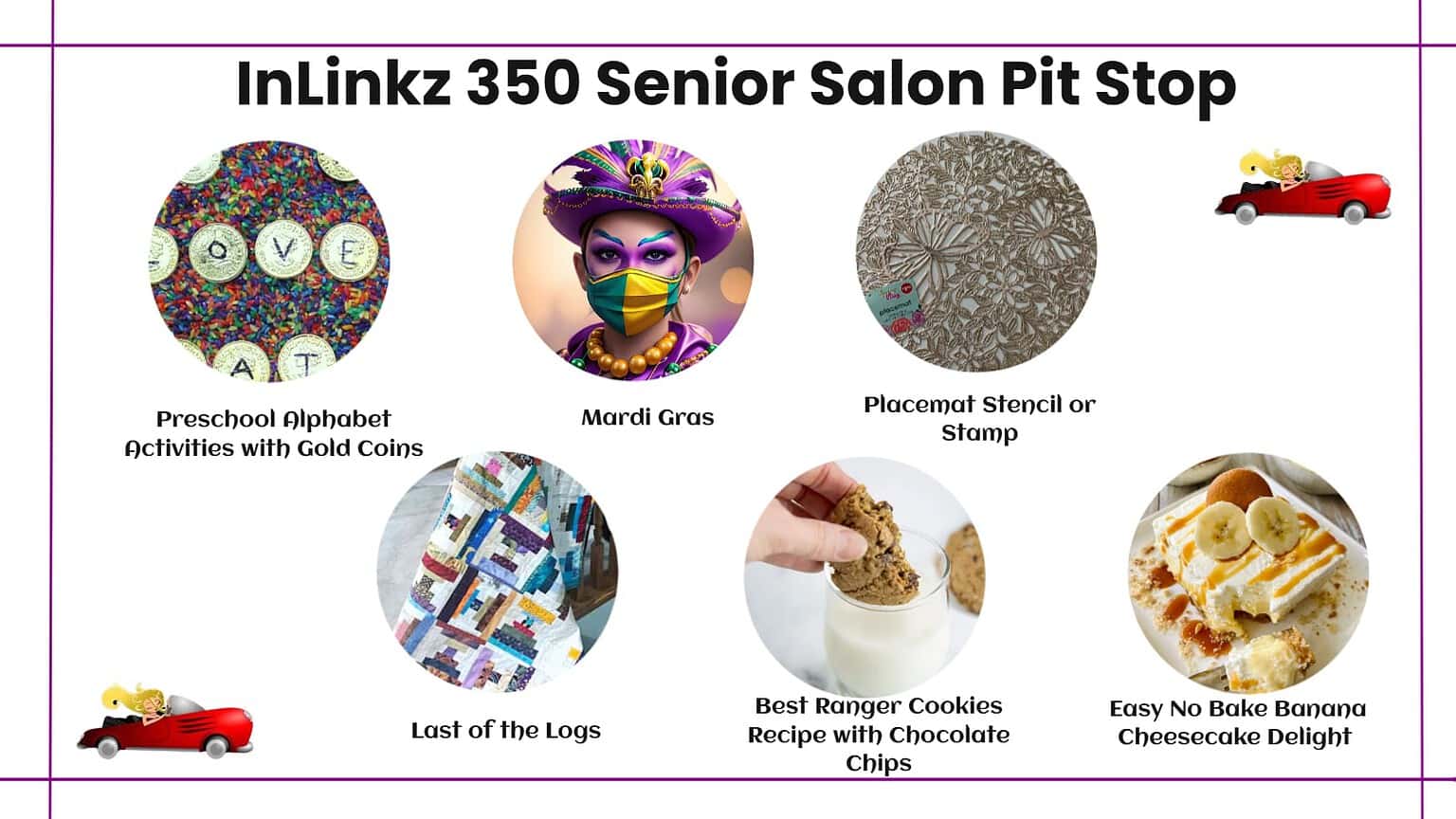 Images of the top 6 posts at InLinkz 350 Senior Salon Pit Stop