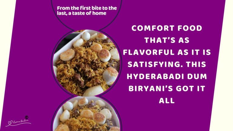an image of Hyderabadi Dum Biryani served in a white oblong dish