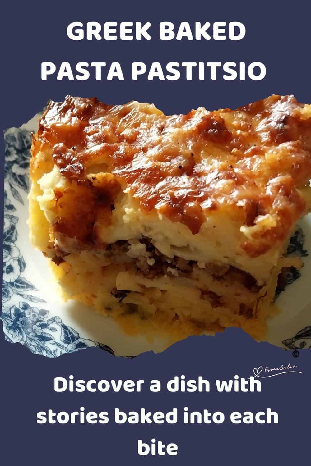an image of a plate with Greek Baked Pasta Pastitsio
