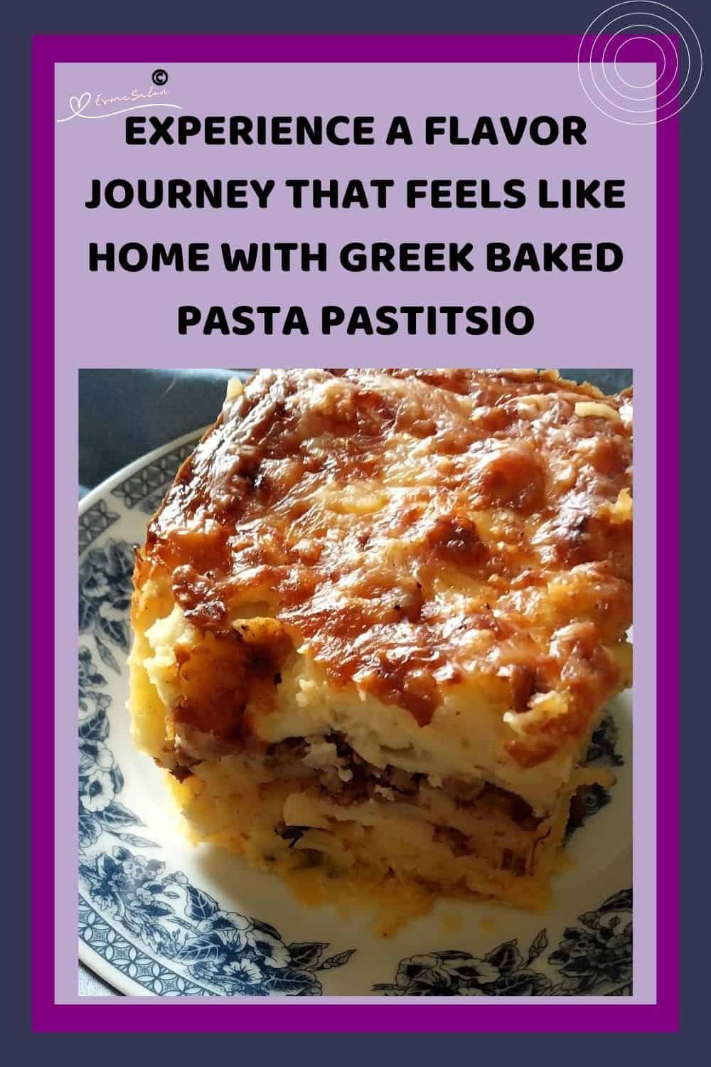 an image of a plate with Greek Baked Pasta Pastitsio