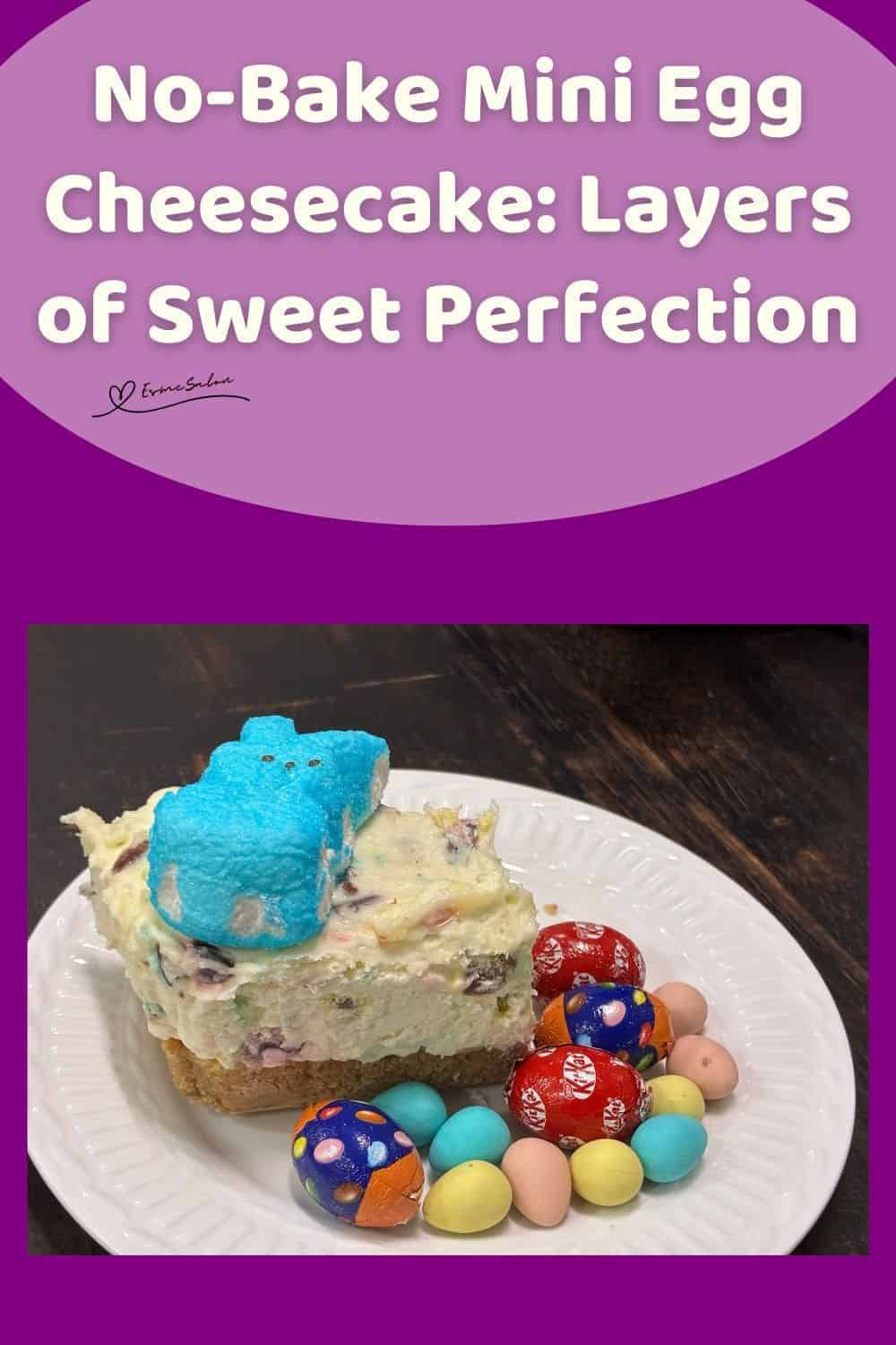 an image of a white plate with a Mini Egg Cheesecake