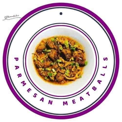 an image of a bowl of Parmesan Meatballs with Sun-dried Tomato Pesto