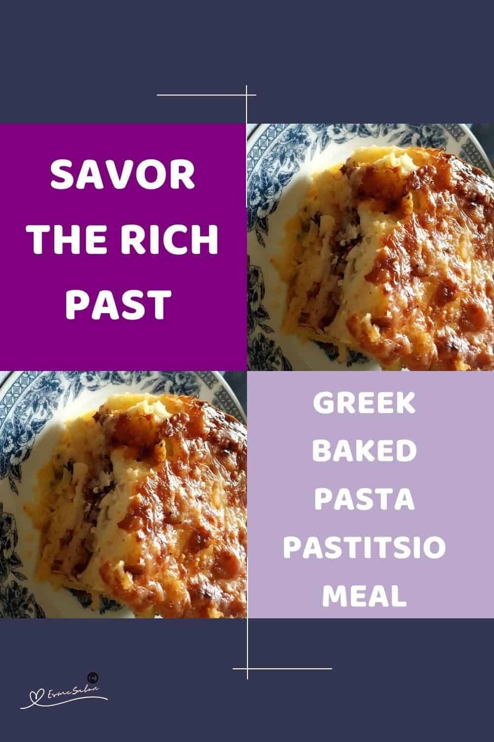 an image of a plate with Greek Baked Pasta Pastitsio