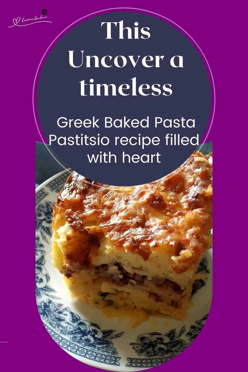 an image of a plate with Greek Baked Pasta Pastitsio
