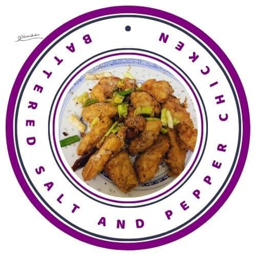 an image of a wish serving dish filled with Battered Salt and Pepper Chicken with Sweet and Sour Sauce