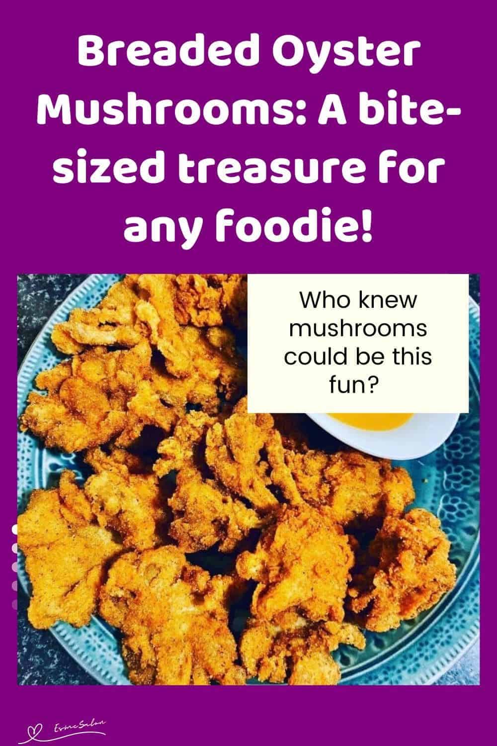 an image of a blue bowl filled with Breaded Oyster Mushrooms