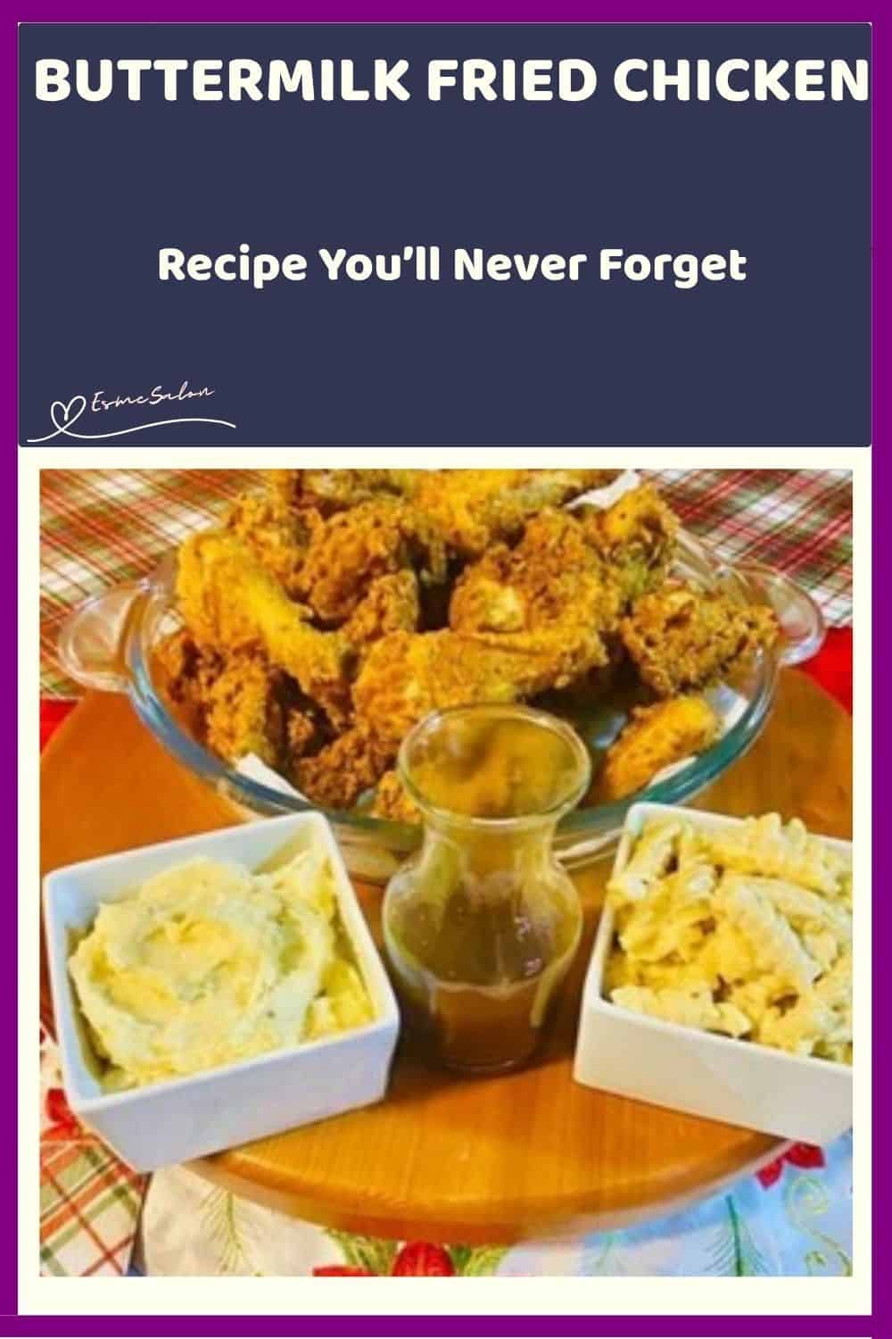 an image of Buttermilk Fried Chicken pieces and mashed potato