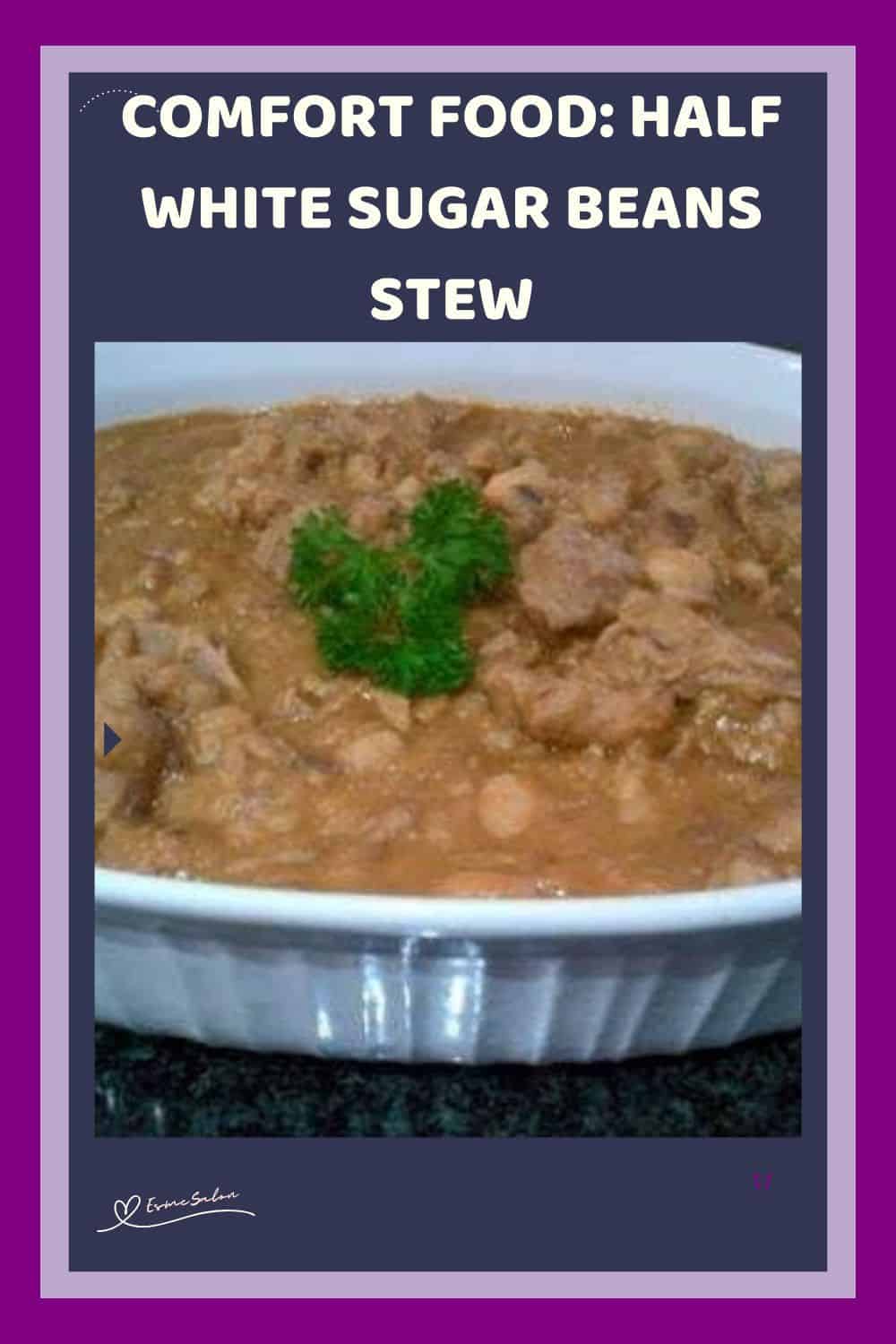 an image of a white dish with Half White Sugar Bean Stew